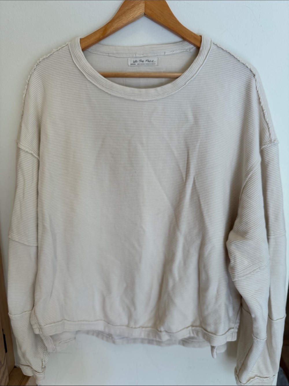 Free People Oversized Cream Ribbed long sleeve